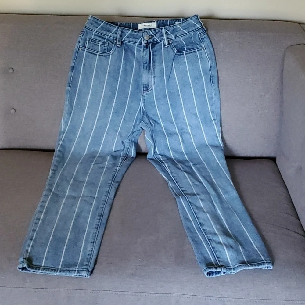 pacsun jeans women’s size 27 blue white Mom jean vertical stripes